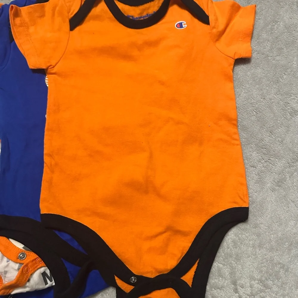 Champion Bodysuit Blue and Orange Athletic Design